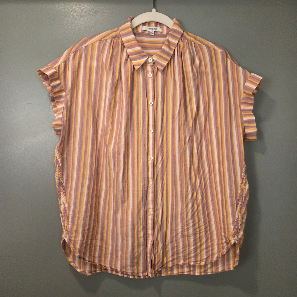 Madewell Central Shirt Oversized Sleeveless Blouse Women's Size M 100% Cotton